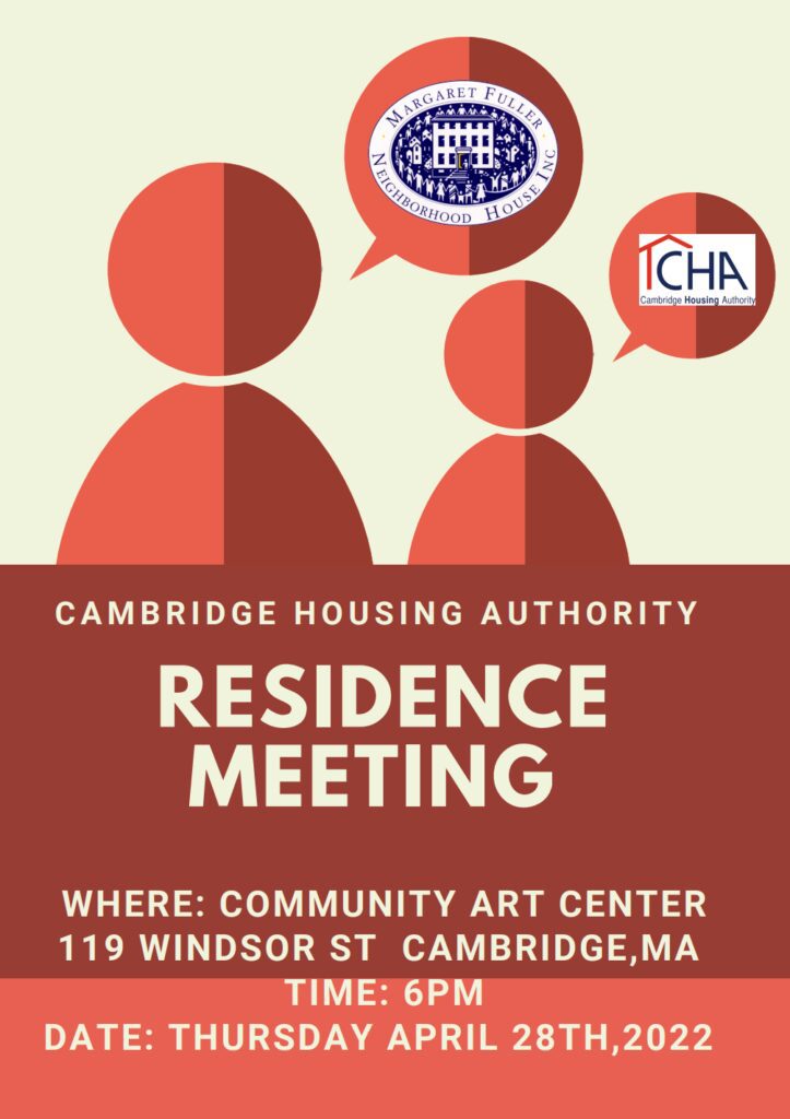 Cambridge Housing Authority Residence Meeting poster